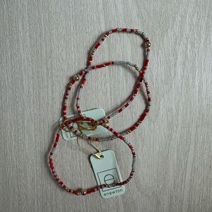 Enewton Red and Gray Beaded Bracelets